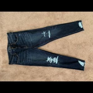 Dark wash hi rise jegging crops